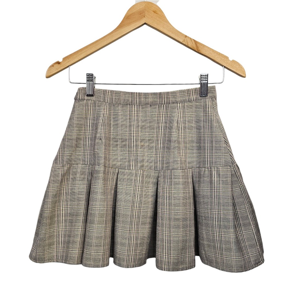 Altar'd State Mini Skirt XS Gray Plaid Pleated Preppy Coquette Soft Girl Y2K 90s